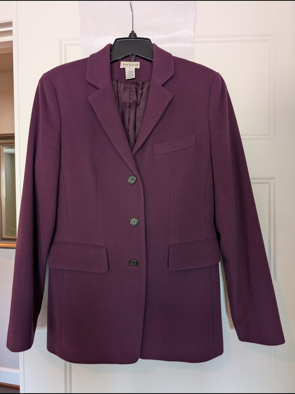 Ann Taylor Deep Plum Wool-Cashmere Blend Women's Blazer